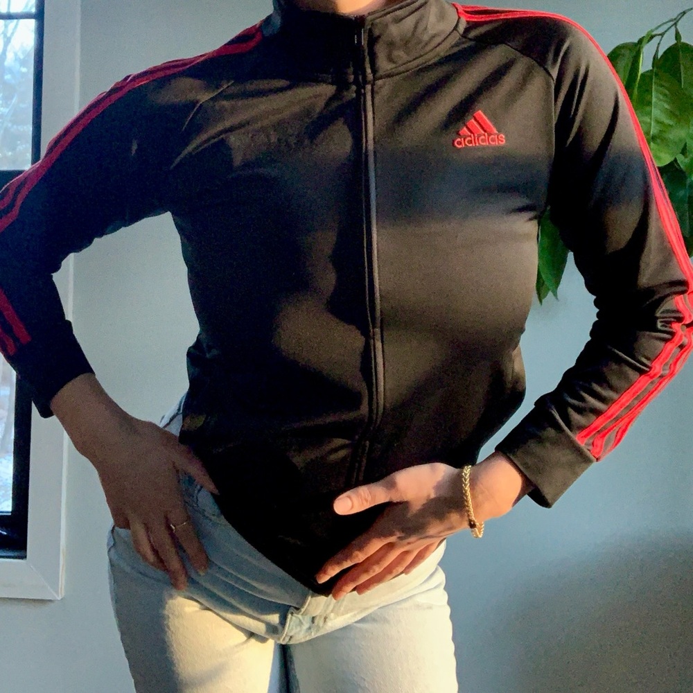 Classic Adidas Black/ Red track Jacket